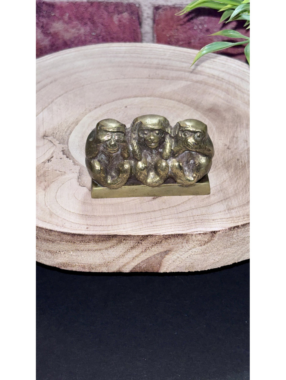 Vintage MCM Brass Three Wise Monkeys Figurine with Korea mark on bottom